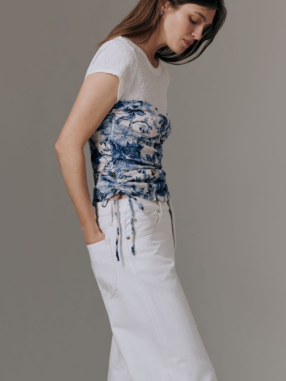 Maeve Ruched Corset Short-Sleeve Top - Picture 2 of 4